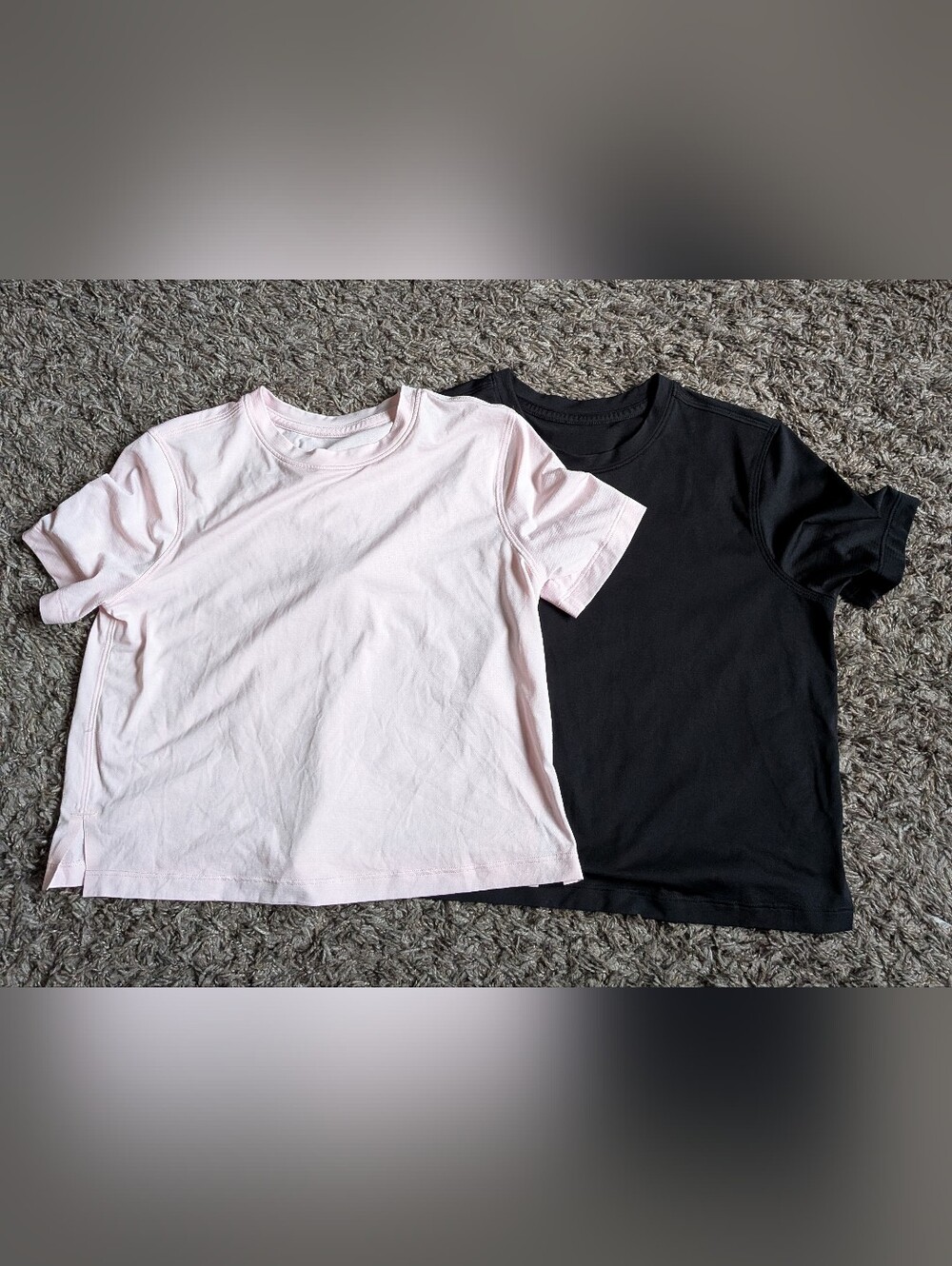 Lululemon Black + Pink Performance Logo Crop Top Tee's Women's S